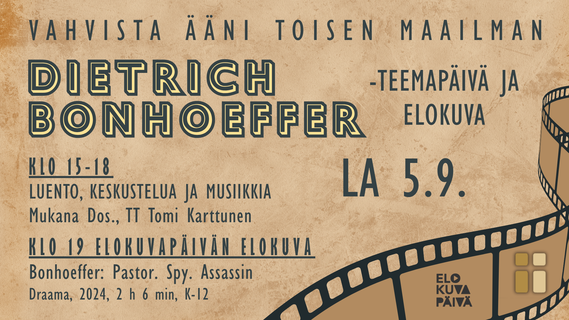 Dietrich Bonhoeffer 5.9 elokuvan mainos