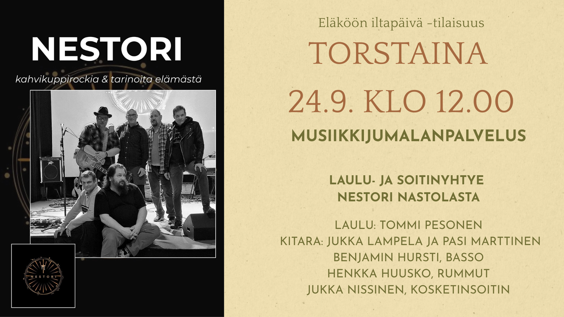 Musiikkijumalanpalvelus to 24.9